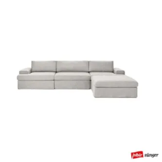 MOBİLYADEPOM Mode Siesta Pro Kuş Tüyü Köşe Koltuk Takımı 4 Modül Gri Keten Kumaş Işbir Sünger(DAİRENİZE TESLİM)