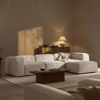 MOBİLYADEPOM Mode Soft Köşe Koltuk Takımı 4 Modül Kırık Beyaz Keten Kumaş Kuştüyü Işbir Sünger(DAİRENİZE TESLİM)