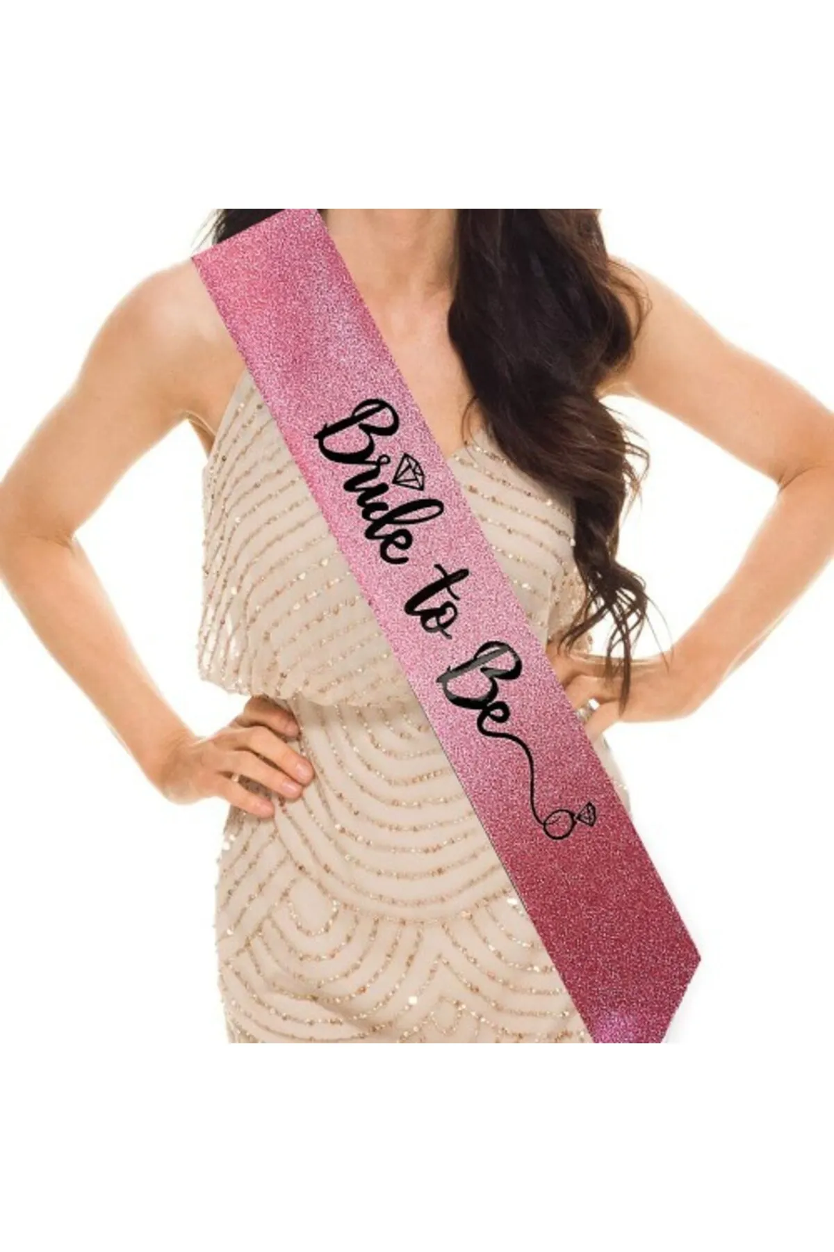 Pembe Siyah Alyanslı Bride To Be Kuşak Kemer