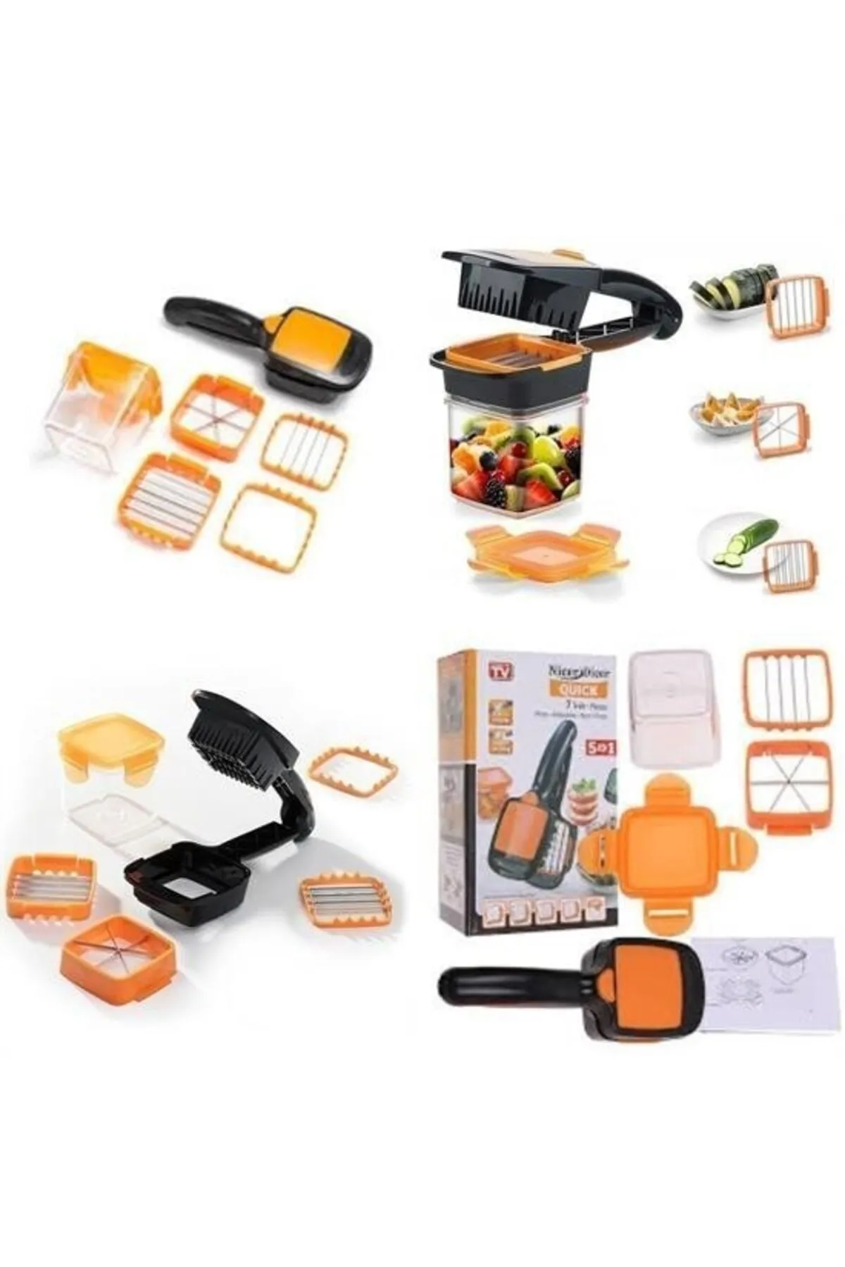 BUFFER® Quick 5 İn 1 Büyük Hazneli Pratik Hızlı Meyve Sebze Doğrayıcı Rende görsel 7