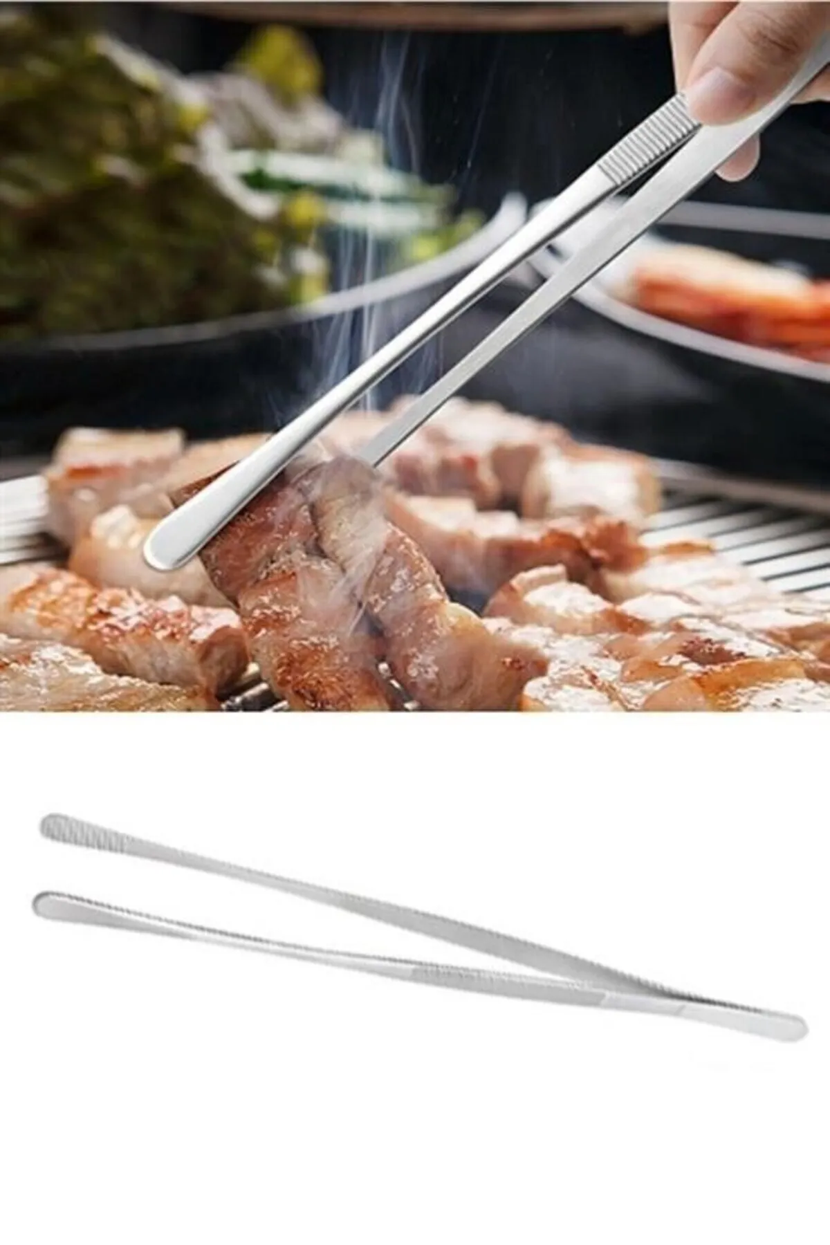 Yiyecek Servis Maşası Air Fryer  Master Chef Şef Cımbızı Et Kızartma Barbekü Aleti 30 Cm görsel 6