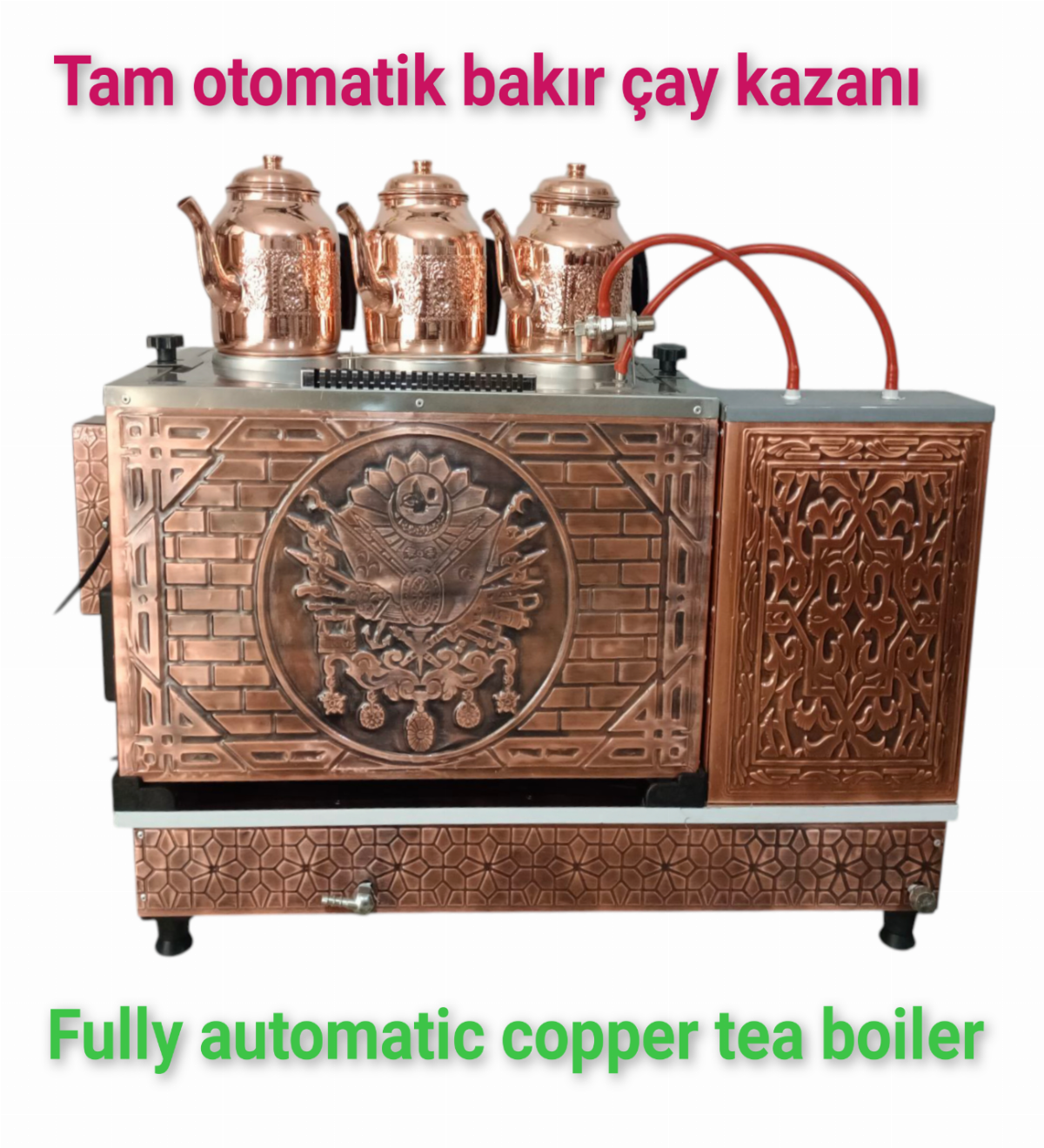 3 gözlü Bakır Tam Otomatik Çay Kazanı Elektrik + doğalgazlı Ce Belgeli ve  Gazmer açılış onaylı Tam Dijital çakmaklı Prizma Alt Tabanlı Tam otomatik çay kazanı. görsel 6