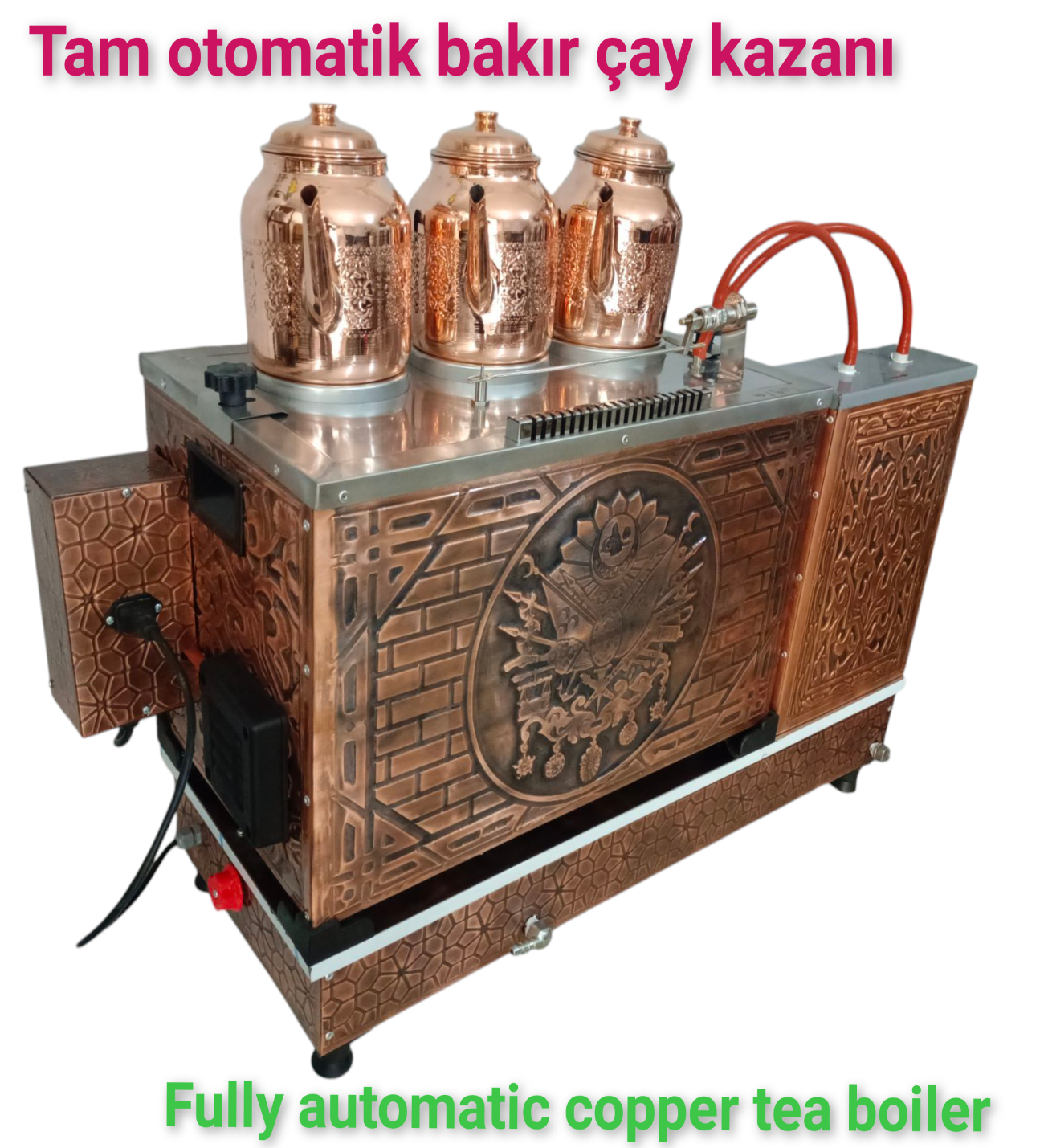 3 gözlü Bakır Tam Otomatik Çay Kazanı Elektrik + doğalgazlı Ce Belgeli ve  Gazmer açılış onaylı Tam Dijital çakmaklı Prizma Alt Tabanlı Tam otomatik çay kazanı. görsel 7