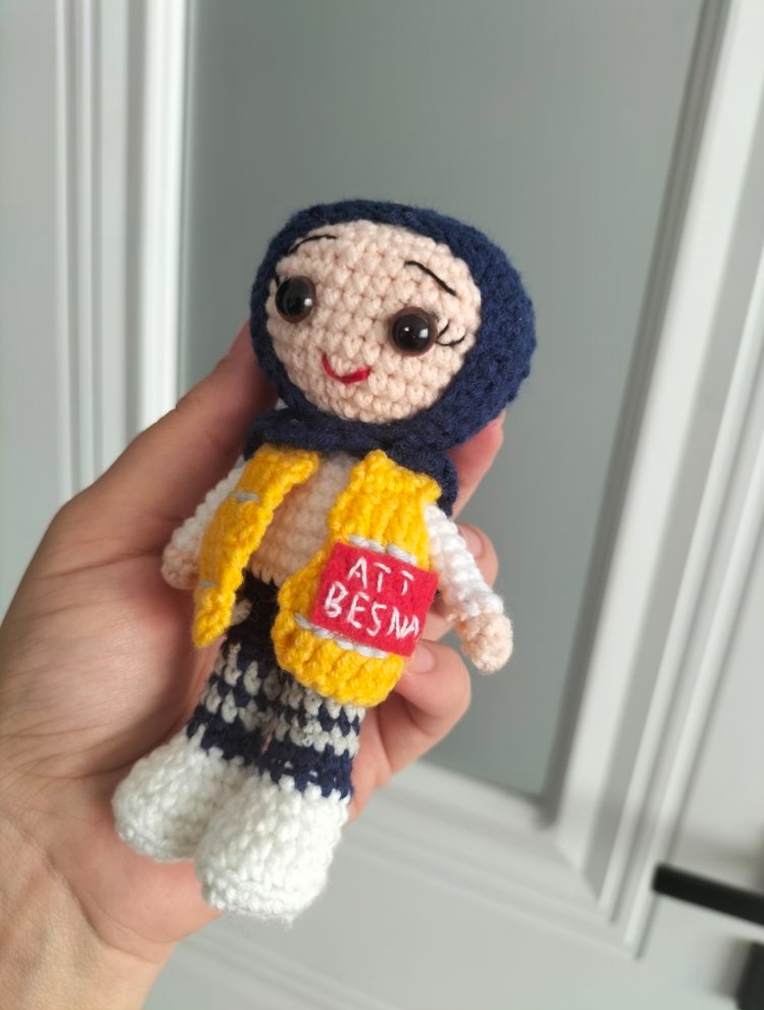 Amigurumi PRM tesettürlü Bebek anahtarlık hediyelik örme sağlıkçı bebek doktor