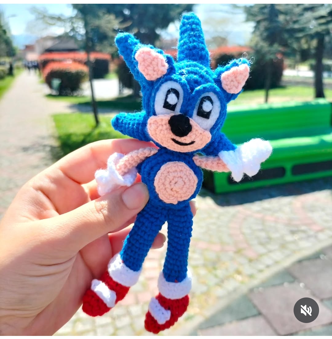 Amigurumi süper Sonic oyuncak mavi kirpi Sonic the hedgehog oyuncak aksiyon karakteri hediyelik örme sonic