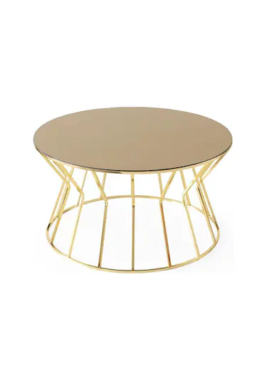 Sivas Gözde Mobilya Kum Saati Ayna Camlı Metal Orta Sehpa 80x42cm 001