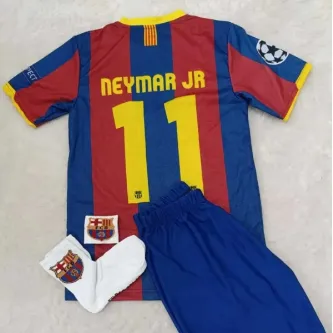 SPORMAN 2011 Şampiyonlar Ligi Finali Neymar Jr Çocuk Forması 4'lü Set Lacıvertsarı Çubuklu 11 Numrara3434