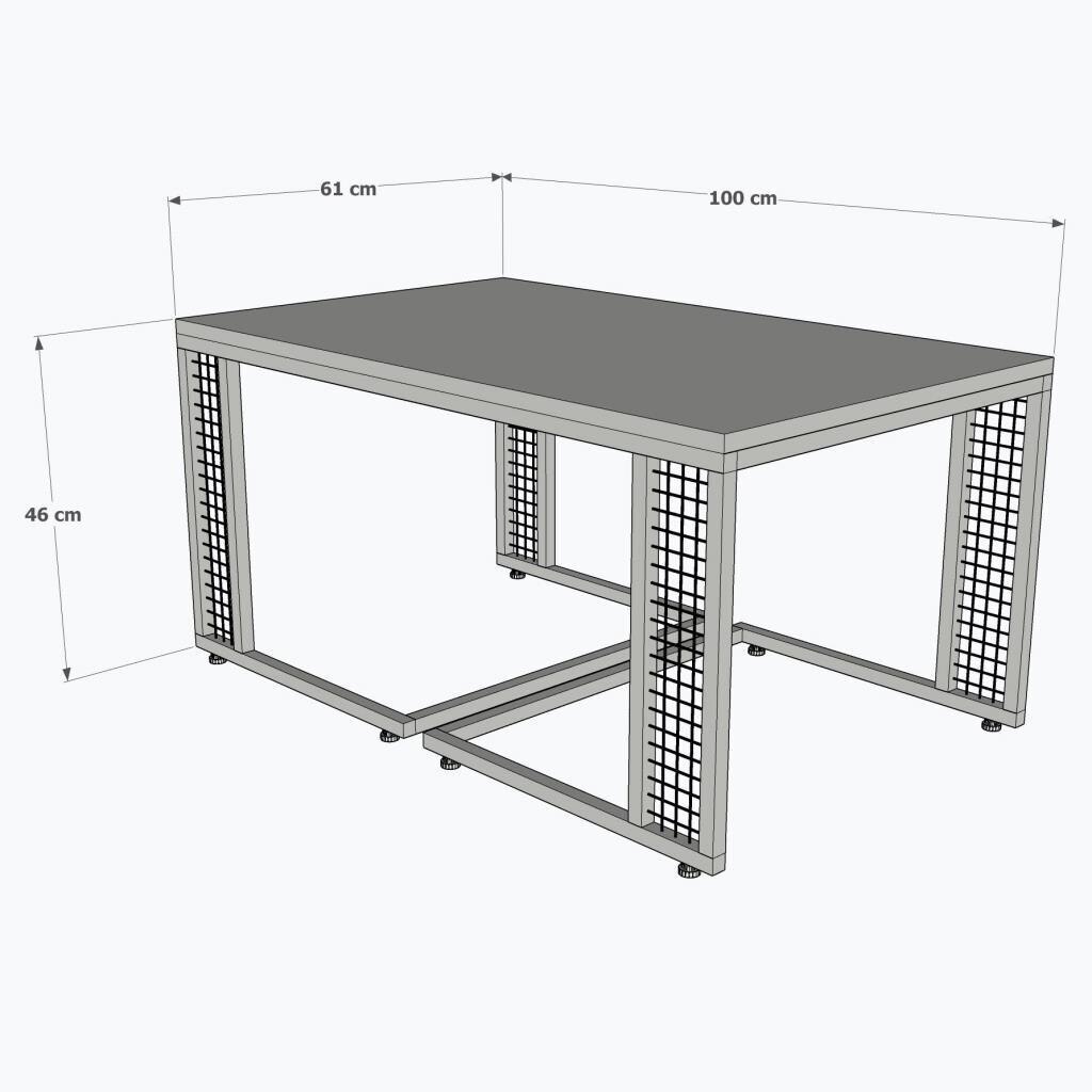 Sivas Gözde Mobilya Ferforje Ahşap Tarz 4 C Zigonlu Orta Sehpa 100X46X61Cm (487440781) görsel 3