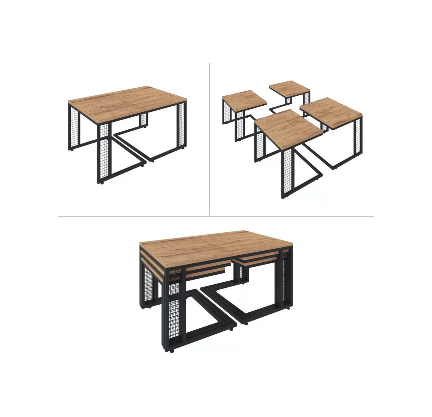 Sivas Gözde Mobilya Ferforje Ahşap Tarz 4 C Zigonlu Orta Sehpa 100X46X61Cm (487440781) görsel 4