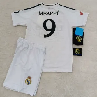 Pele Sport R.e.a.l M.a.d.r.i.d Kylian Mbappe 2024/25 Yeni Sezon Deplasman Çocuk Forması 4'lü Set (WHİTE) 2640