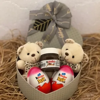 MY-NİL Kalp Kutu Içinde Nutella Ayıcık Kinder Joy