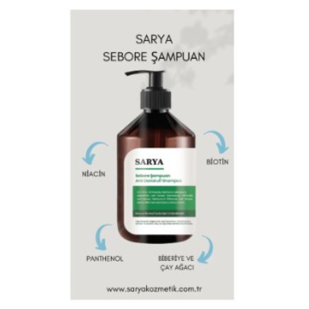 SARYA COSMETİC Sebore Anti Dandruff Kepek Karşıtı Şampuan 500 ml - Kuru ve normal saçlar