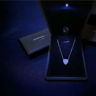 ZEY GÜMÜŞ Kalp Halo & Zirkon Taşlı Tektaş Kolye