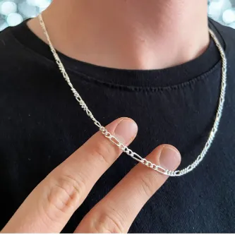 ZEY GÜMÜŞ 3 MM FİGARO ZİNCİR KOLYE 925 AYAR GÜMÜŞ