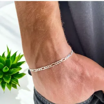 ZEY GÜMÜŞ 4 Mm Figaro Zincir Bileklik 925 Ayar Gümüş
