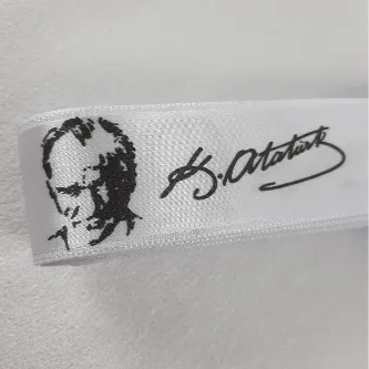 SavBrand Beyaz K.atatürk Baskılı Saten Kurdele