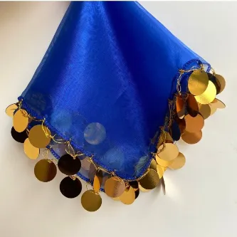 SavBrand Oyalı Elişi Halay Mendil - Saks Mavi& Gold