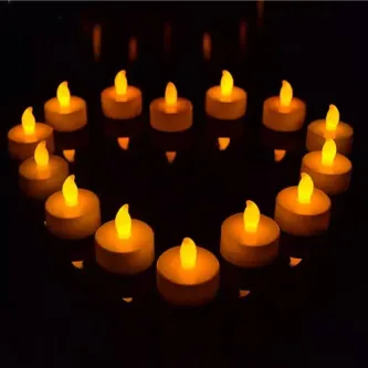 SavBrand Ledli Mum Tealight Işıklı Dumansız Alevli Sarı Pilli Led Mum 4 Adet Pil Dahil