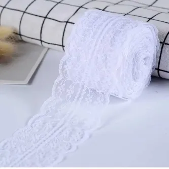 SavBrand Beyaz Dantel Kurdele 5 Cm 5 Metre