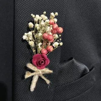 SavBrand Bordo Yaka Çiçeği - Damat Yaka Çiçeği - Sağdıç Çiçeği