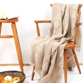 Befera Design 4 Kat Müslin Pike Tek Kişilik %100 Pamuklu Jakarlı Yatak Örtüsü Tv Battaniyesi 140x200 Çam Ağaçlı