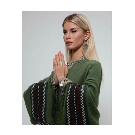 Befera Design Müslin Kimono %100 Pamuklu Camel Deve Desenli Bornoz Kaftan Sabahlık