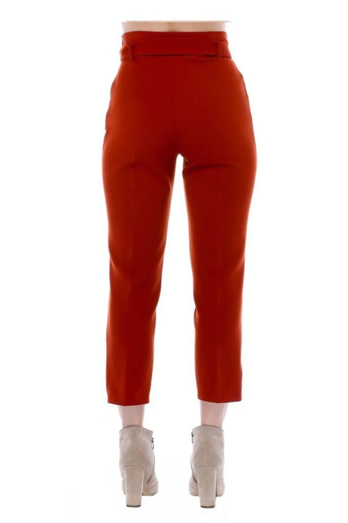 Modkofoni Yüksek Bel Tokalı Kiremit Bilek Kadın Pantolon görsel 3