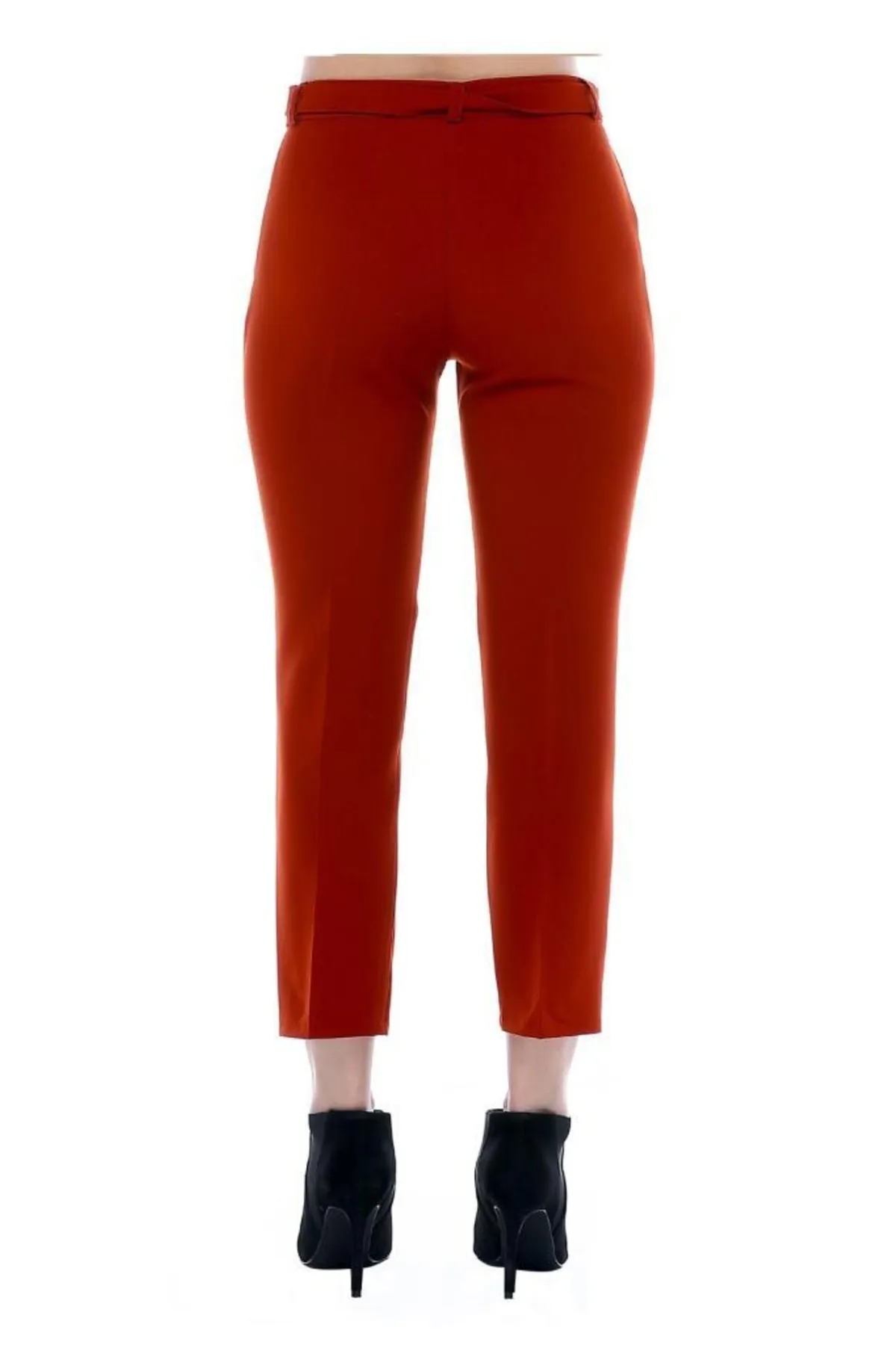 Modkofoni Kuşaklı Kiremit Bilek Kadın Pantolon görsel 3