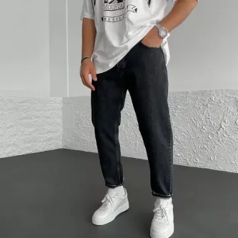 ORAY STORE Taşlama Siyah Boyfriend Pantolon