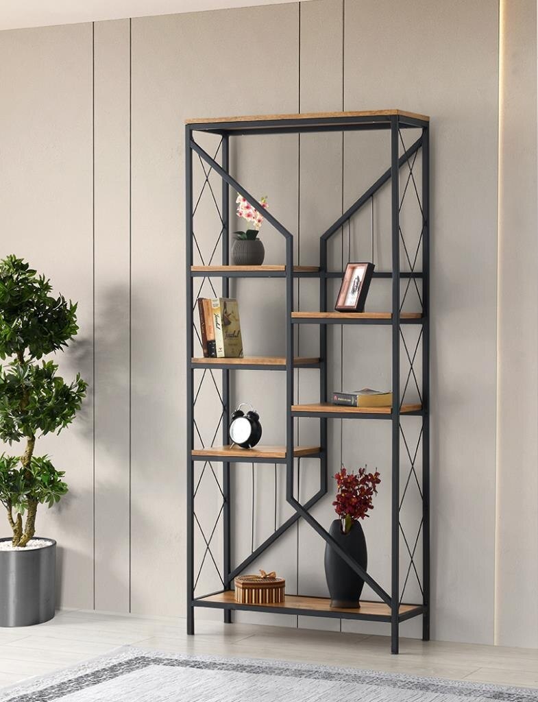 Sivas Gözde Mobilya Flora Dekoratif Ferforje Kitaplık 80x30x182