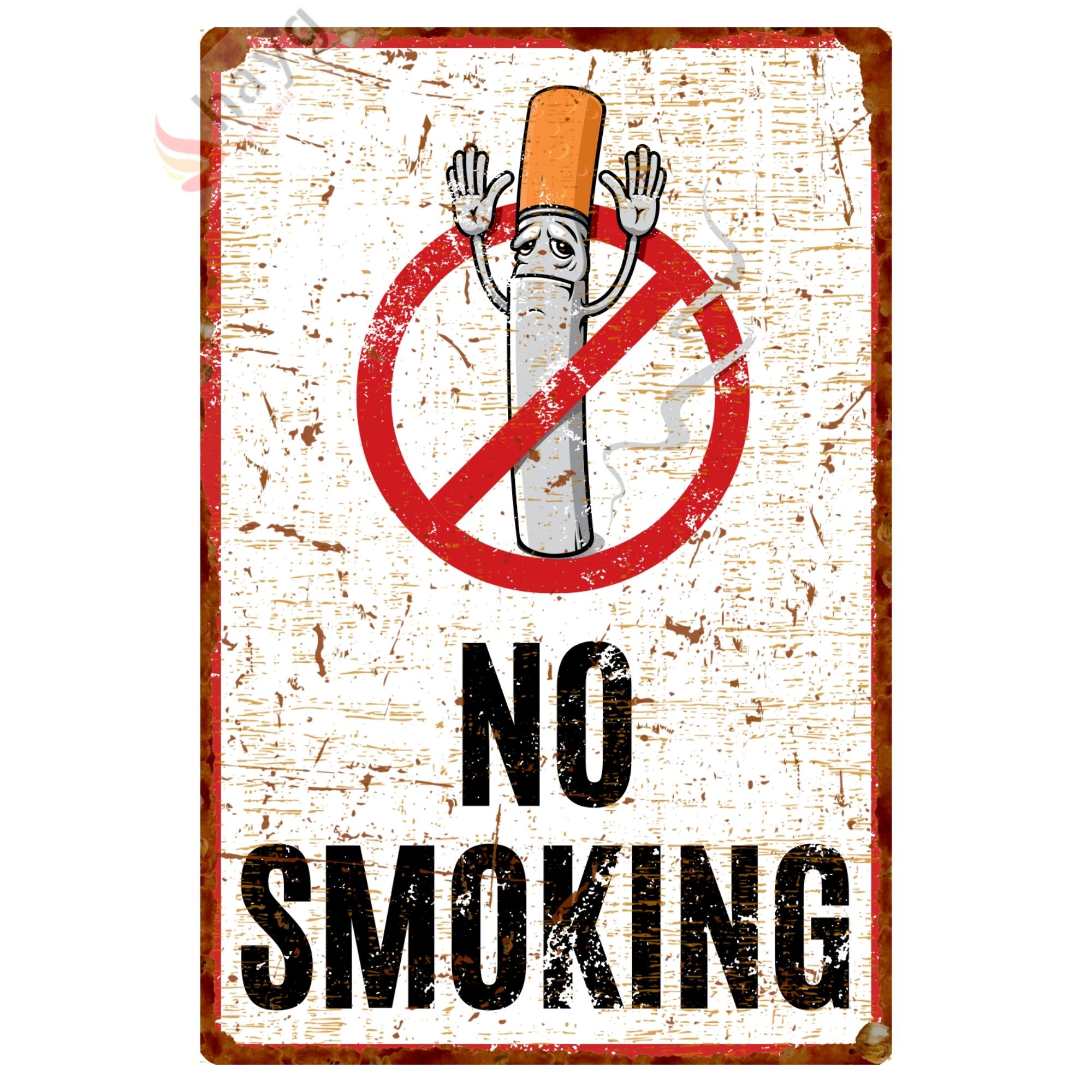 Eller Yukarı No Smoking, Pas Görünümlü Sigara Içmek Yasaktır Metal Uyarı Levhası - 20cm X 30cm görsel 3