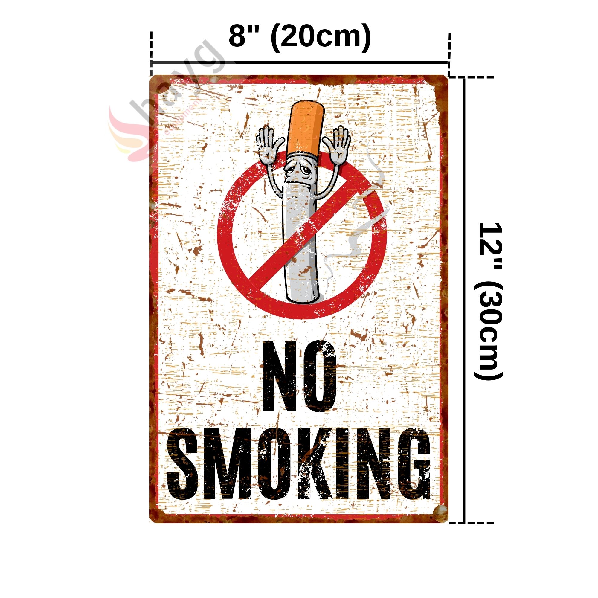 Eller Yukarı No Smoking, Pas Görünümlü Sigara Içmek Yasaktır Metal Uyarı Levhası - 20cm X 30cm görsel 4
