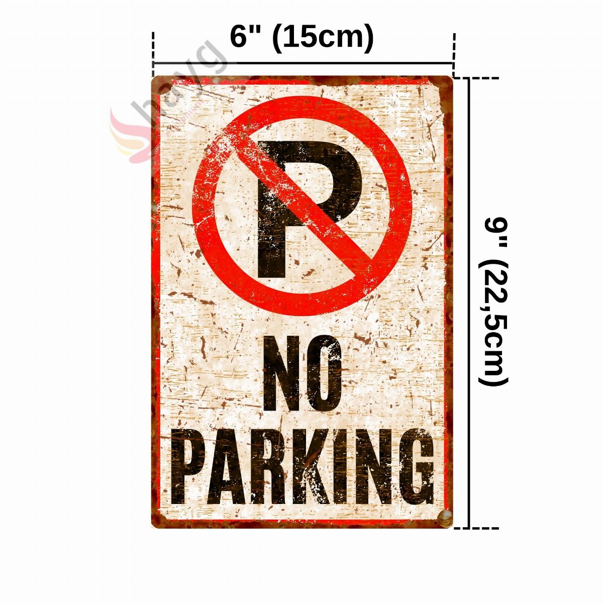 No Parking Pas Görünümlü Metal Uyarı Levhası - Park Etmek Yasaktır Vintage Tabela - 15cm X 22,5cm görsel 4