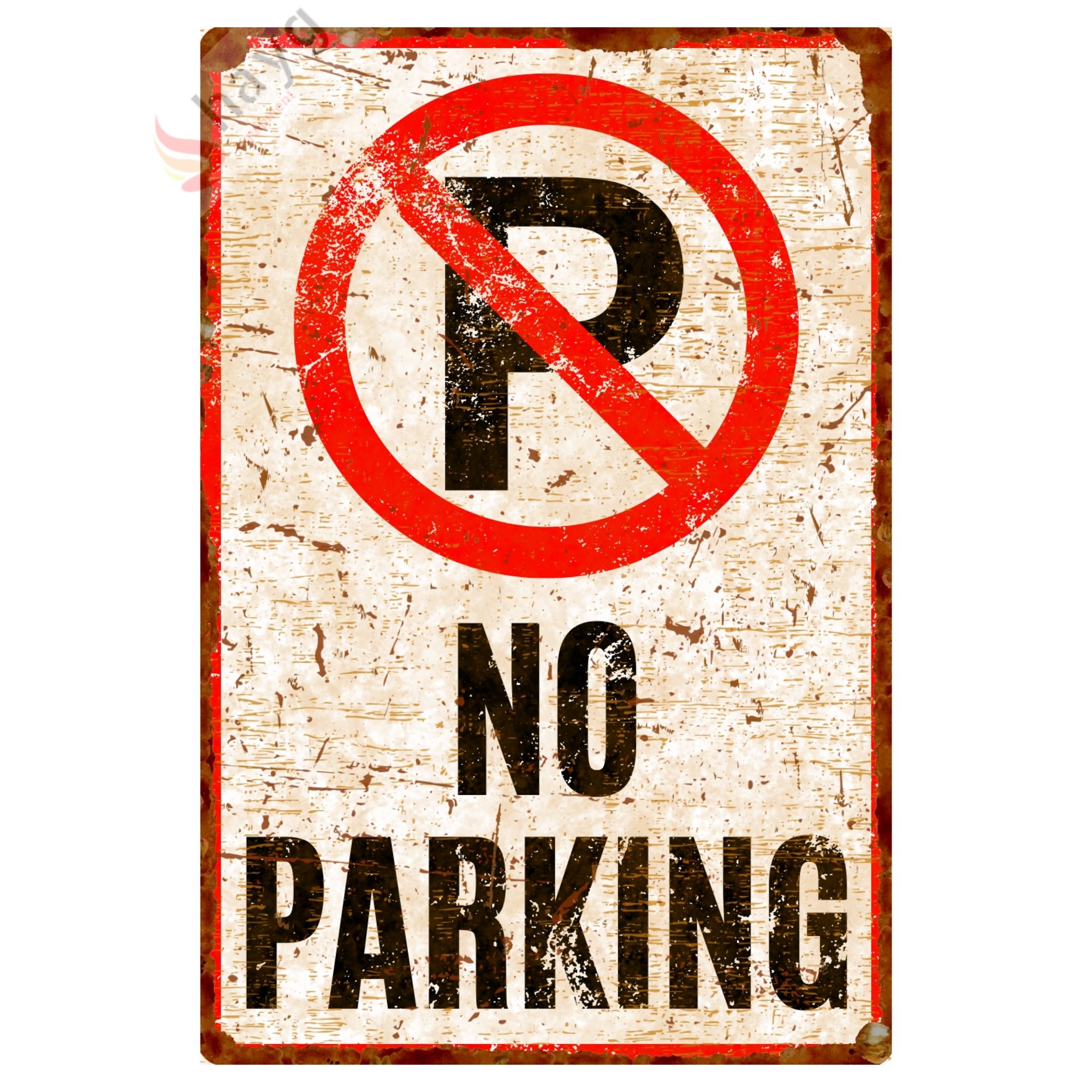 No Parking Pas Görünümlü Metal Uyarı Levhası - Park Etmek Yasaktır Vintage Tabela - 20cm X 30cm görsel 3