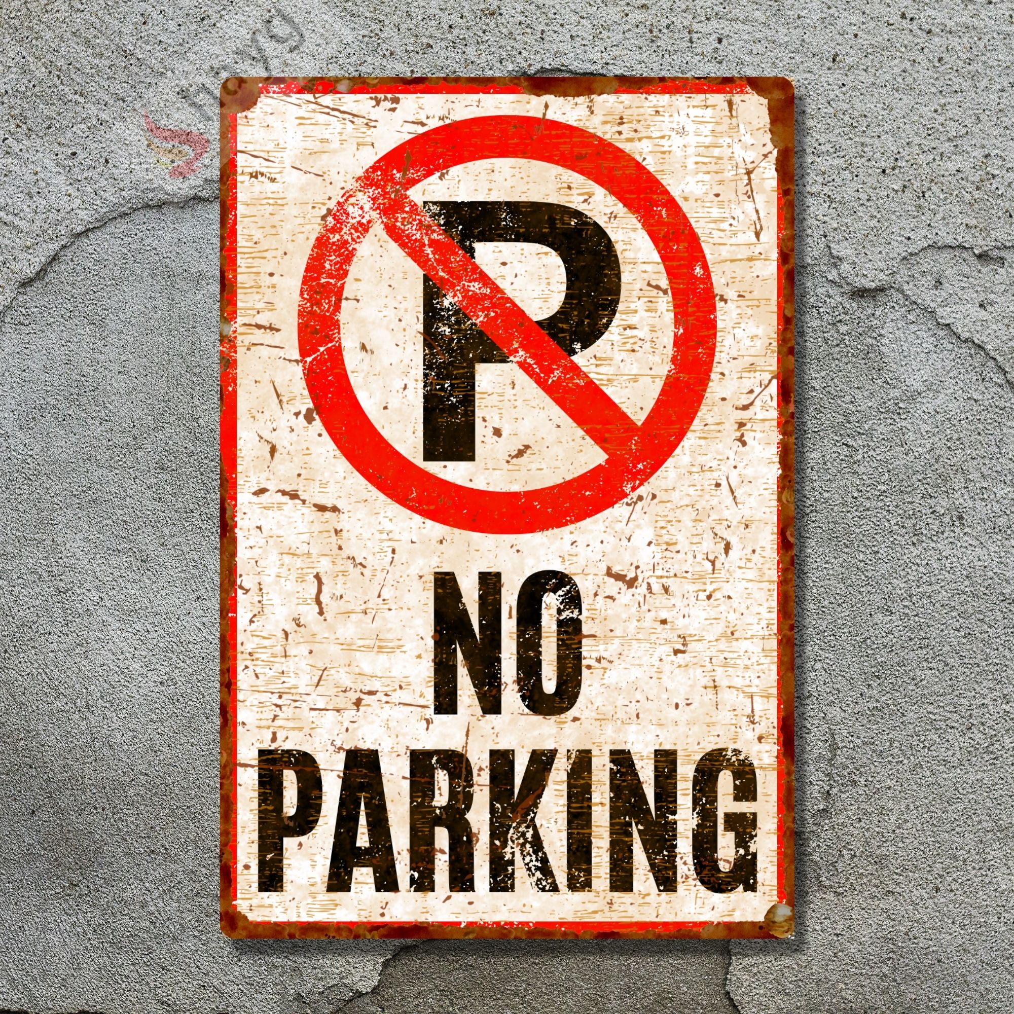 No Parking Pas Görünümlü Metal Uyarı Levhası - Park Etmek Yasaktır Vintage Tabela - 20cm X 30cm görsel 5