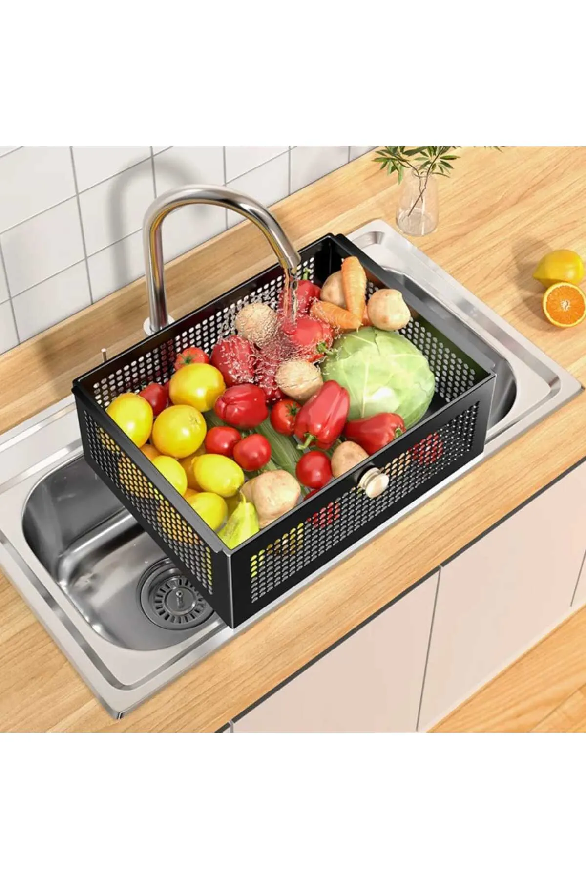 TRENDESK DESIGN Beyaz  Metal Tezgah Üstü Mutfak Organizer Mutfak Düzenleyici 1015-CN görsel 2