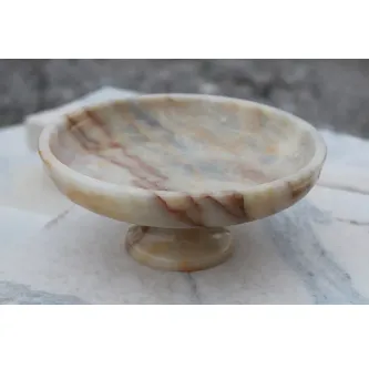 Pergamon Afyon Bal mermeri dekoratif sunum tabağı ayaklı model 20 cm
