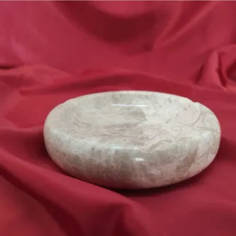 Pergamon Bej Mermer Yuvarlak Küllük Kül Tablası Tek Adet