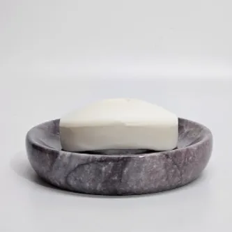 Pergamon Gerçek Mermer Katı Sabunluk El Yapımıdır Tamamen Doğal Mermer Koyu Leylak mor rengi