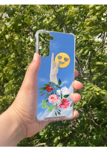 Exporanto Samsung S21 Plus Uyumlu Aynalı Çiçekli El Desenli Darbe Kamera Korumalı Silikon Telefon Kılıfı görsel 2