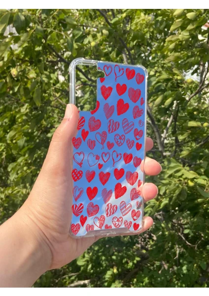 Exporanto Samsung S21 Plus Uyumlu Aynalı Kalp Desenli Darbe Kamera Korumalı Silikon Telefon Kılıfı görsel 2