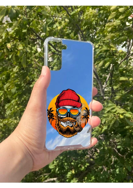 Exporanto Samsung S21 Plus Uyumlu Aynalı Kuru Kafa Desenli Darbe Kamera Korumalı Silikon Telefon Kılıfı görsel 2