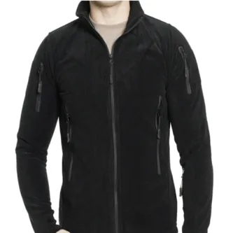 İzmir Askeri Malzeme Unisex Siyah 5 Cepli Fermuarli Taktik Polar Ust Mont