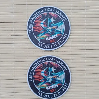 İzmir Askeri Malzeme 2 Adet Türk Havacılık Uzay Sanayii ilk Uçuş Kaan Yazılı Uçak Logolu Fermateks işleme Arma Peç Patch