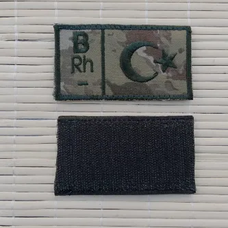 İzmir Askeri Malzeme Kara Kuvvetleri Kamuflaj Renkli Nakış işlemeli B Rh - Kan Gruplu Arma Patch Peç