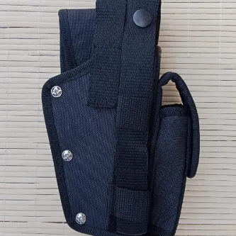 İzmir Askeri Malzeme Sağ El Siyah Renkli Çift Emniyetli Şarjörlüklü Airsoft Palaskaya Kemere Geçirmeli impertex Silah Kılıfı