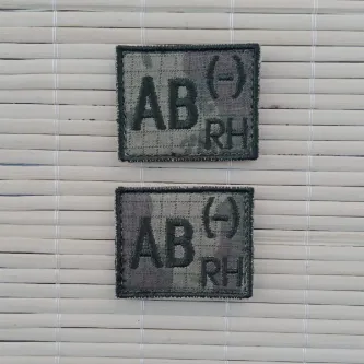 İzmir Askeri Malzeme 2 Adet Kara Kuvvetleri Eski Kamuflaj Renkli Nakış işlemeli AB Rh - Ufak Kan Gruplu Arma Peç Patch