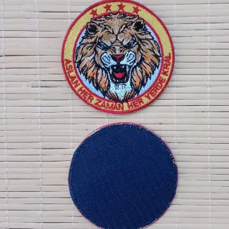 İzmir Askeri Malzeme Aslan Her Zaman Her Yerde Kral Yazılı Dört Yıldız Aslan Logolu Nakış işlemeli Arma Patch Peç