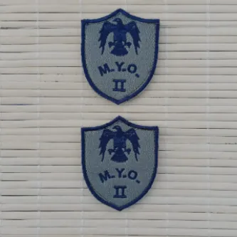 İzmir Askeri Malzeme Meslek Yüksek Okulu M-Y-O 2 Gri Zemin Kartal Nakışlı Havacı Mini T-shirt Arma Peç Patch