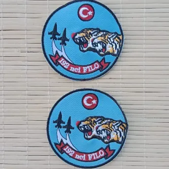 İzmir Askeri Malzeme 2 Adet 192. Filo Kaplan ve Uçak Logolu Nakış işlemeli Arma Peç Patch